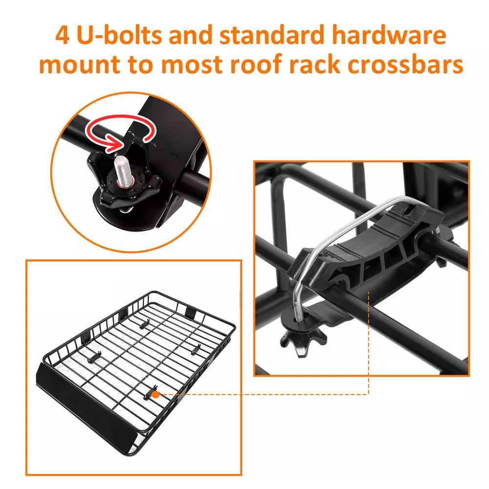 500 lbs 64'' Universal Roof Rack Cargo SUV Top Luggage Carrier Basket Holder