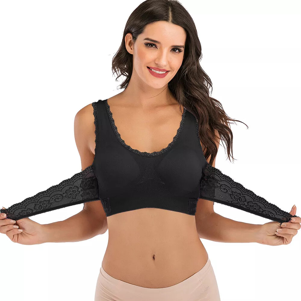 Women Cross Front Side Buckle Lace Sports Bras Tops Removable Yoga Underwear USA