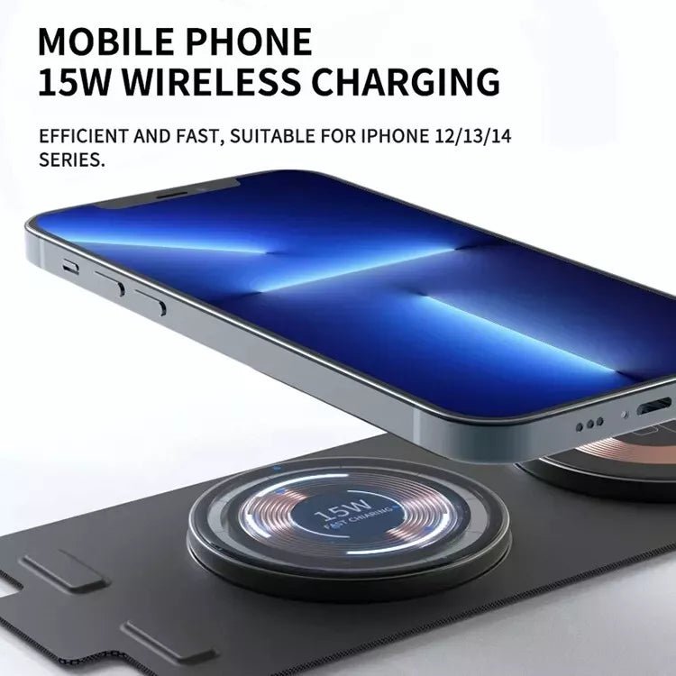 Wireless Charger 3 in 1, Magnetic Travel Wireless Charging Station for iPhone