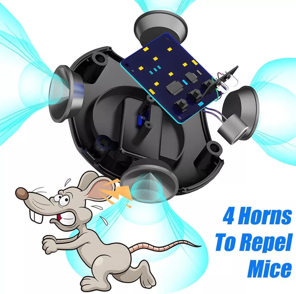 4-in-1 Ultrasonic Rodent Repellent Pest Squirrel Repeller Mouse Rat Deterrent