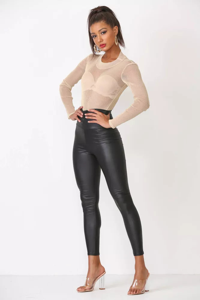 Cemi Ceri Women's Faux Leather High Waist Leggings #1471