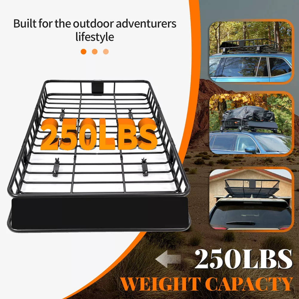 500 lbs 64'' Universal Roof Rack Cargo SUV Top Luggage Carrier Basket Holder