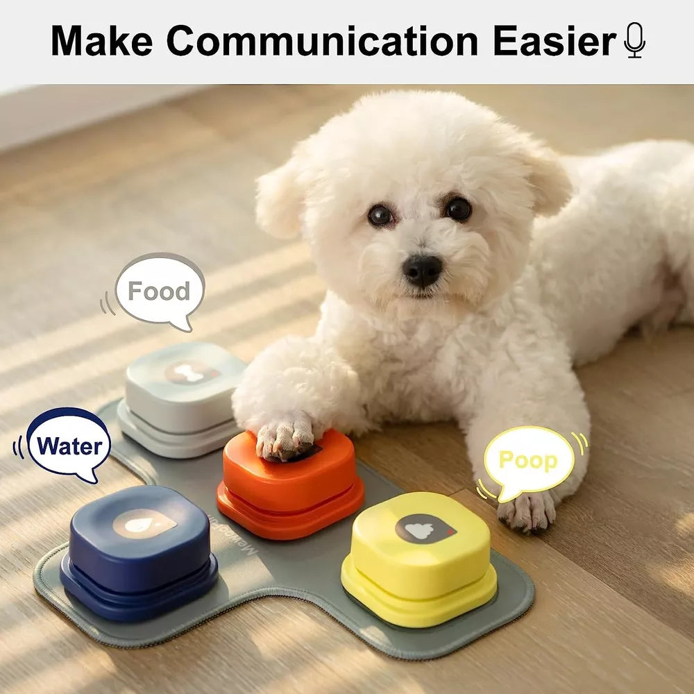 MewooFun Recordable Dog Talking Buttons Set Dog Training Speaking Buttons w/ Mat