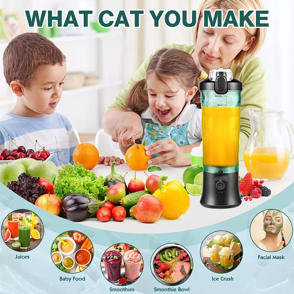 600ml Portable Personal Smoothie Mixer，Usb Rechargeable Mini Blender Juicer Cup