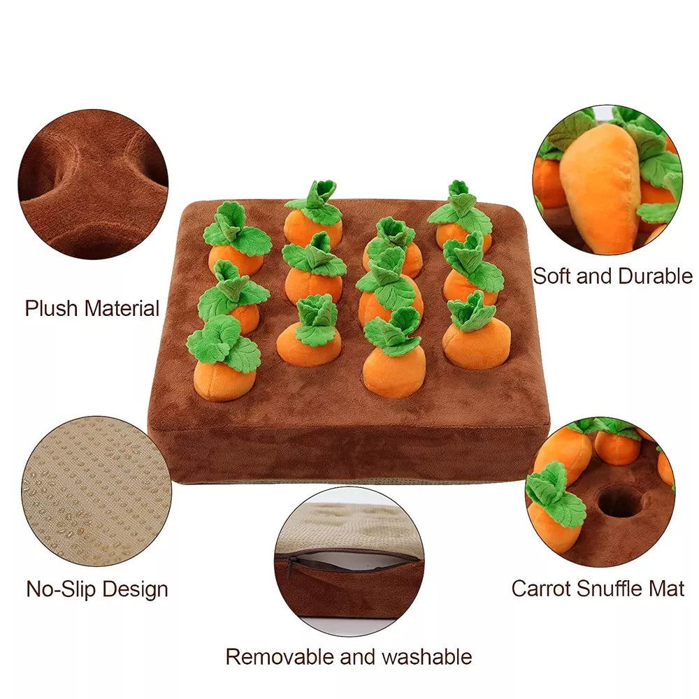 Interactive Dog Toys，Carrot Snuffle Mat for Dogs Plush Puzzle Toys 2 in 1