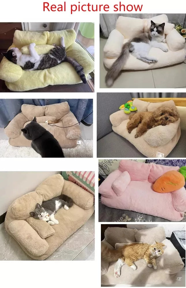 Luxury Cat Bed Sofa Winter Warm Plush Cat Nest Pet Bed for Small Medium Dogs