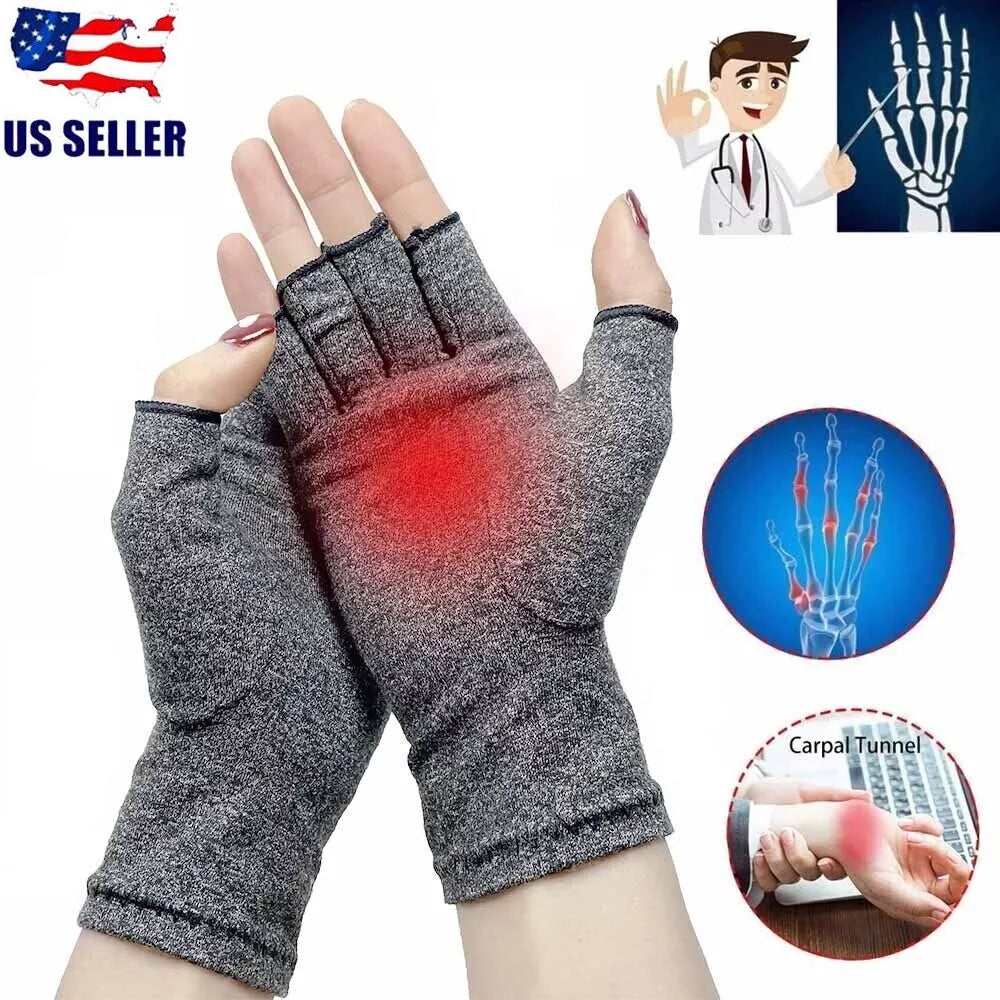 Copper Compression Gloves Arthritis Carpal Tunnel Warm Hand Support Pain Relief