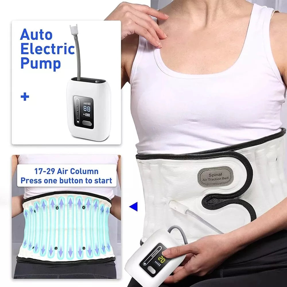 Lumbar support belt with automatic pump traction device suitable for the waist