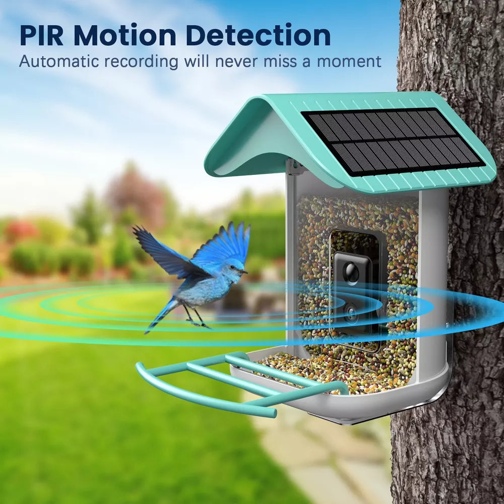 NIVIOP 1080P HD Video Bird House Smart Bird Feeder with Camera & 2 Solar Panels