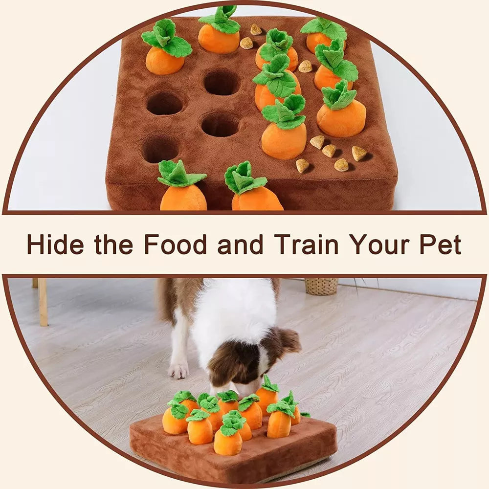 Interactive Dog Toys，Carrot Snuffle Mat for Dogs Plush Puzzle Toys 2 in 1