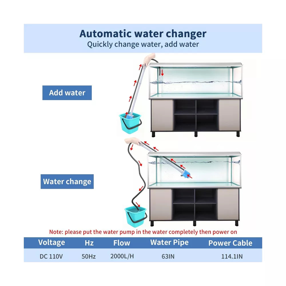 boxtech Upgraded Electric Aquarium Cleaner, 12V DC/28W Auto Fish Tank Gravel ...