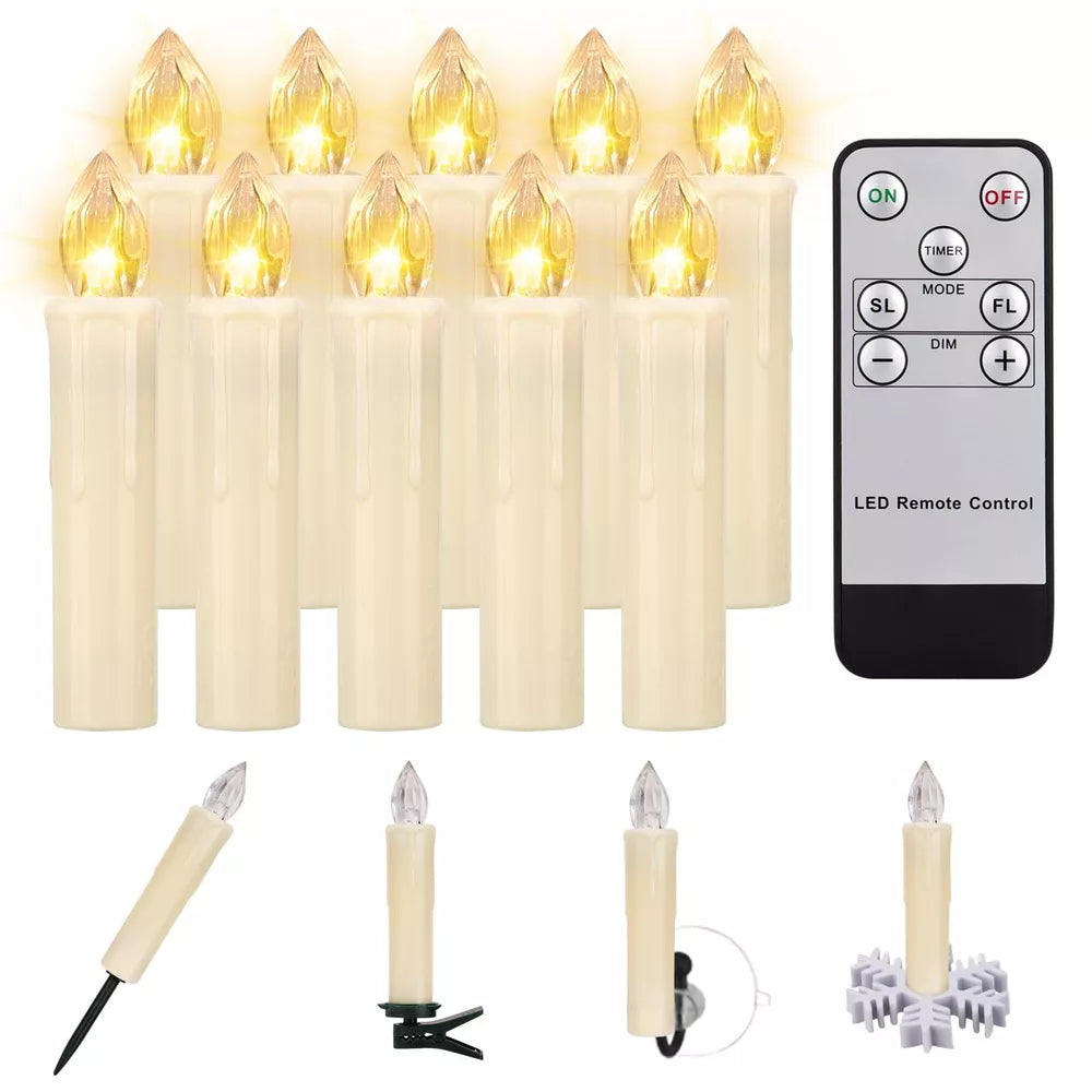 10 PCS LED Window Flameless Taper Candle, Battery Operated Christmas Tree Can...