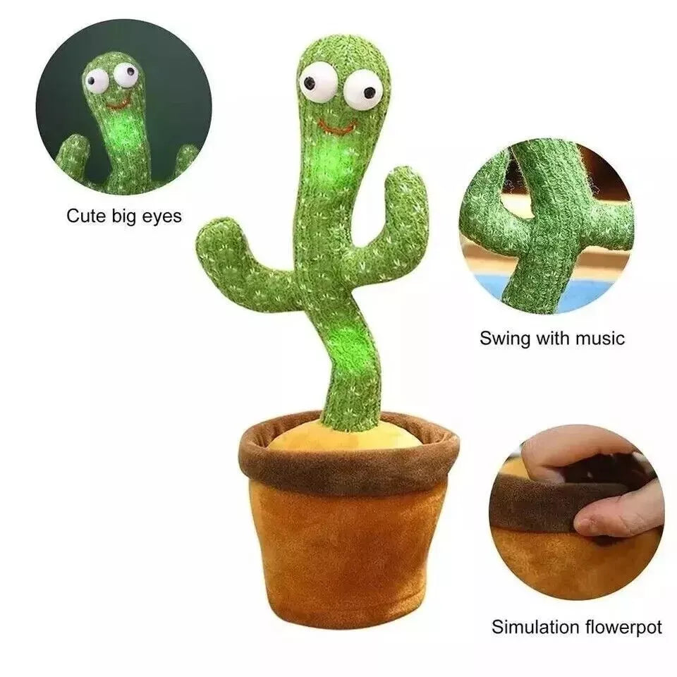 Dancing Cactus Repeat Talk Sing Glow Interactive Plush Toy for Kids