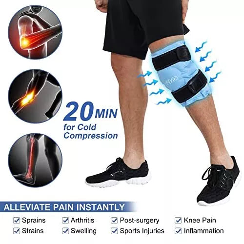 REVIX Ice Pack for Knee Pain Relief Reusable Gel Ice Wrap for Leg Injuries Swe