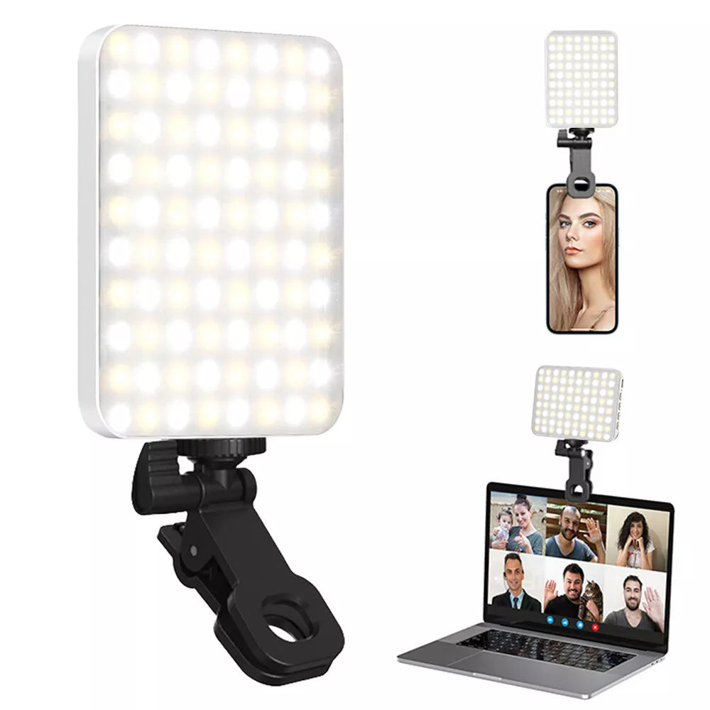 Selfie Light with Front Back Phone Clip High Power 80 LED 2000mAh Rechargeable