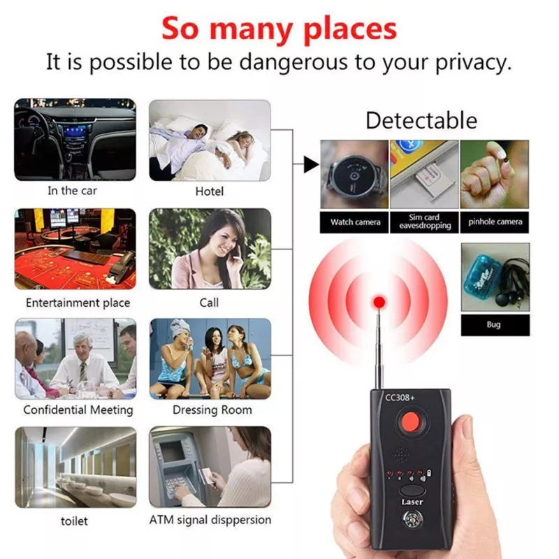 Anti Spy RF Detector Hidden Camera Finder Bug GPS Wireless Signal Alarm Scanner