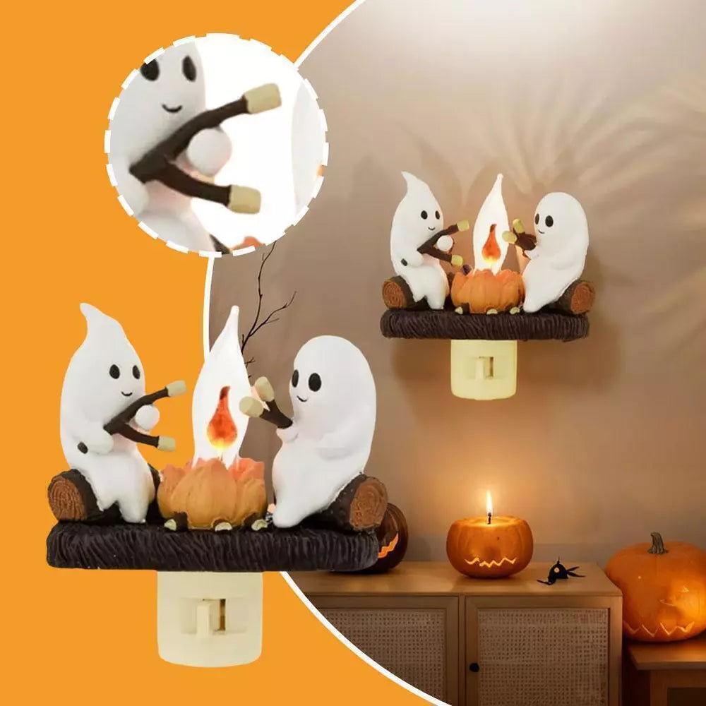 1PCS Ghost Campfire Flickering Nightlight Fire Marshmallow Night Light Halloween