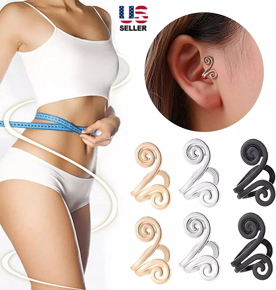 2PCS Zunis Acupressure Slimming Earrings Ear Cuff Clip Non Piercing Weight Loss