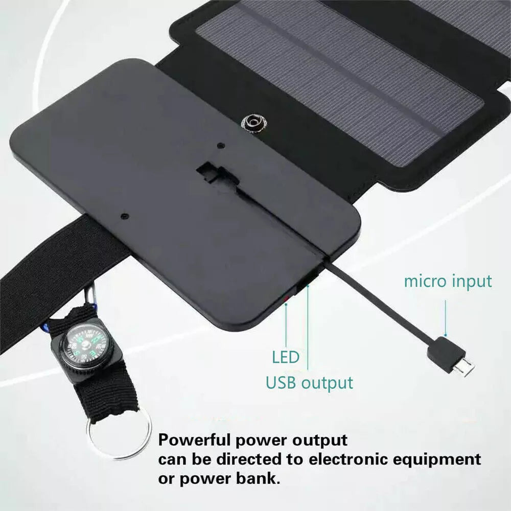 Portable Solar Power Bank Mobile Phone Charger Panel Waterproof Outdoor Camping