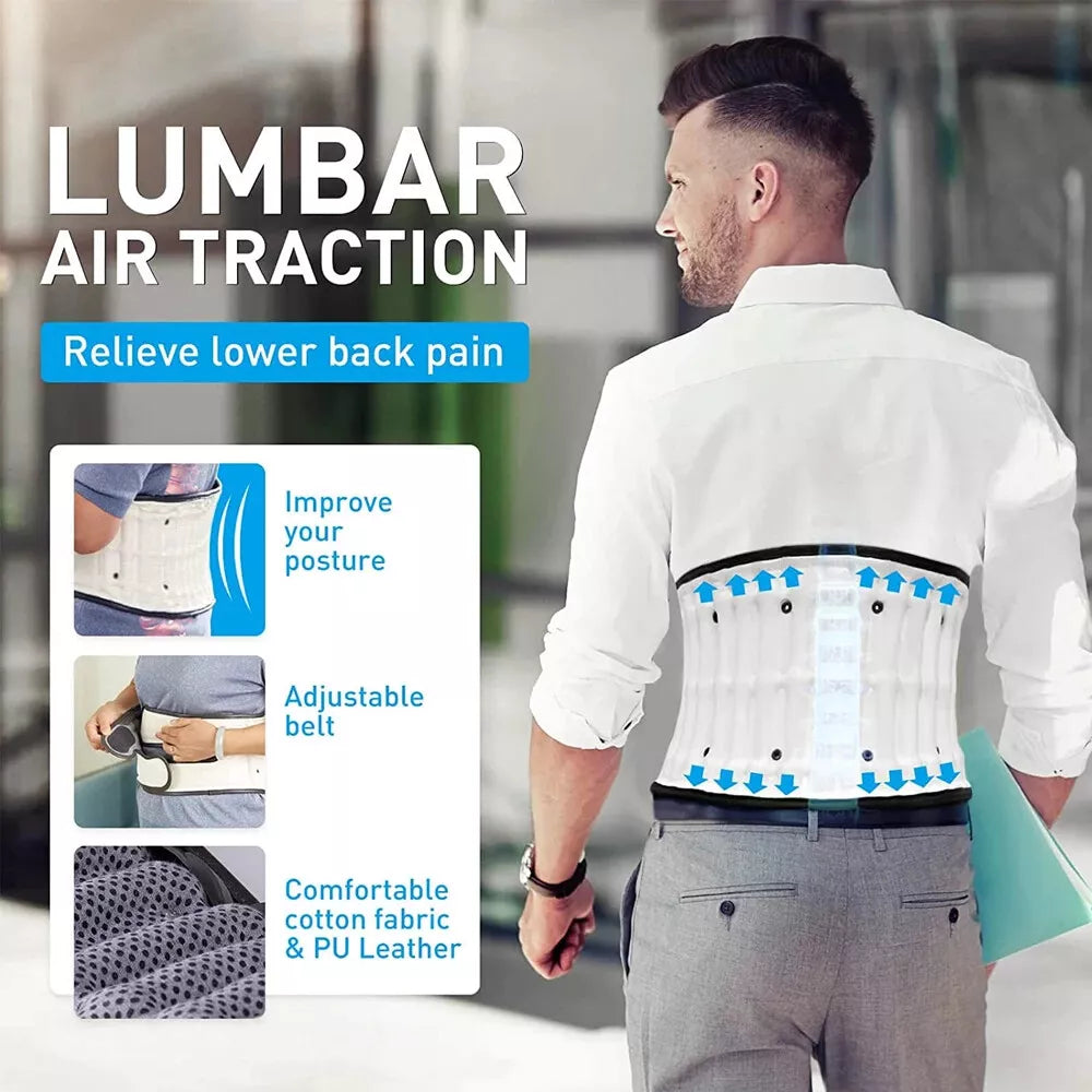 Lumbar support belt with automatic pump traction device suitable for the waist