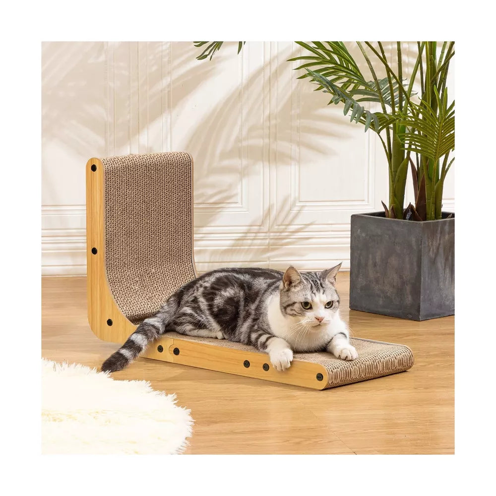 L Shape Cat Scratcher, 26.8 Inch Cat Scratchers for Indoor Cats, Protecting F...