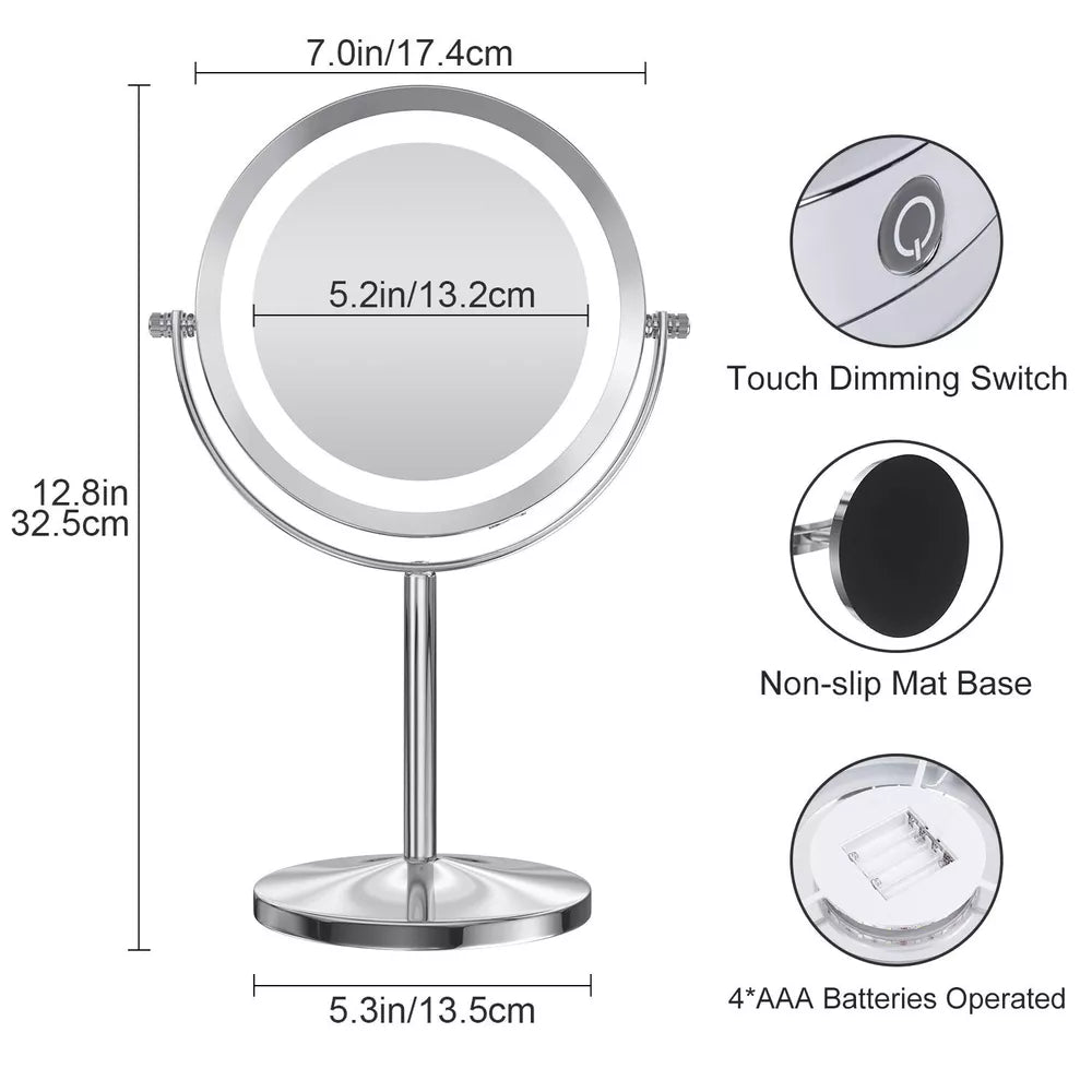 Gospire LED Makeup Mirror 1x/10x Magnifying with Touch Screen Adjustable LED ...