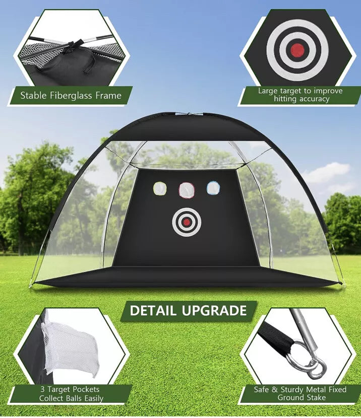 Golf Practice Hitting Net Ball Turf Tee Set for Indoor Backyard Portable