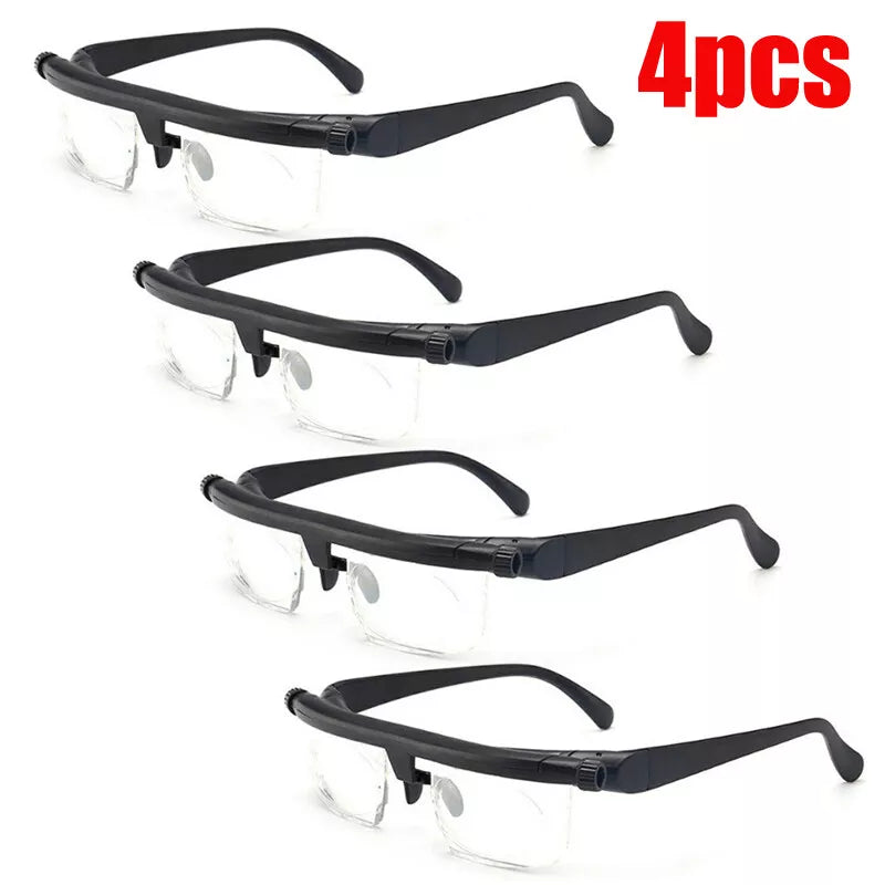 Dial Adjustable Glasses Variable Focus Reading Distance Vision Eyeglasses