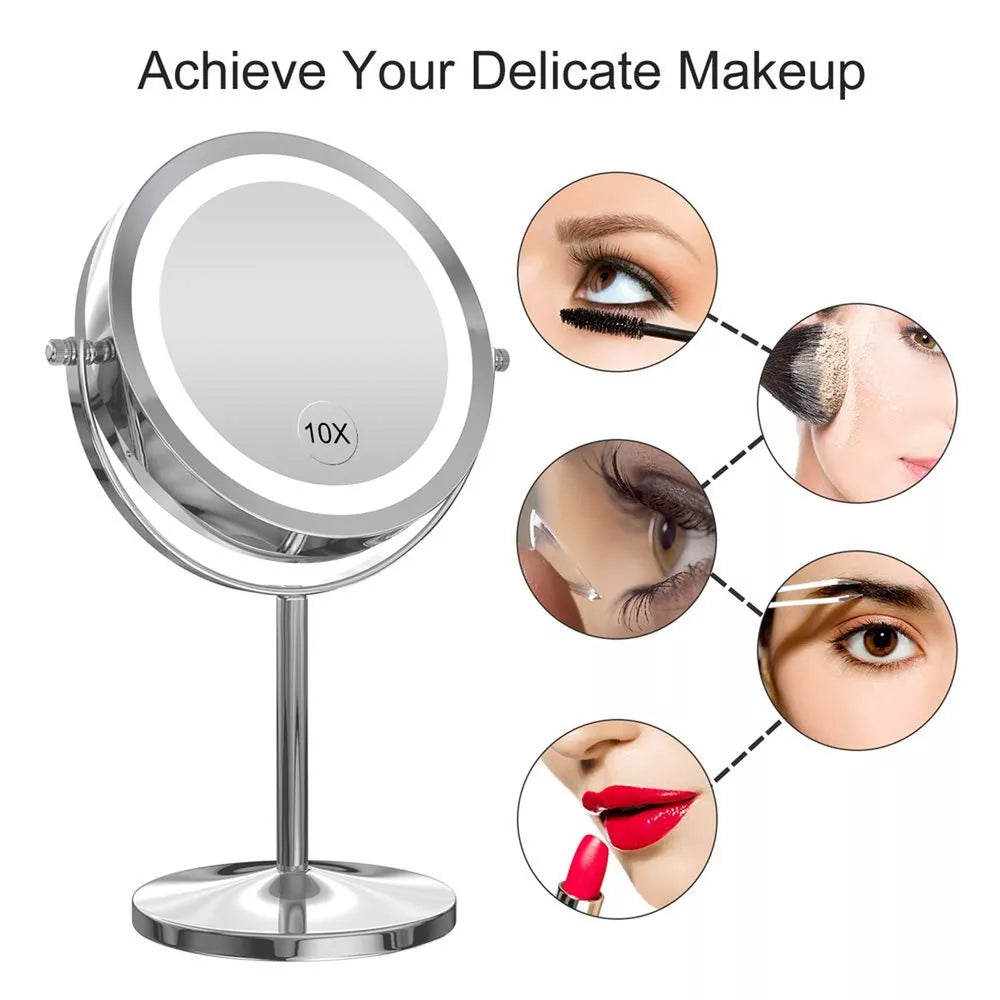 Gospire LED Makeup Mirror 1x/10x Magnifying with Touch Screen Adjustable LED ...