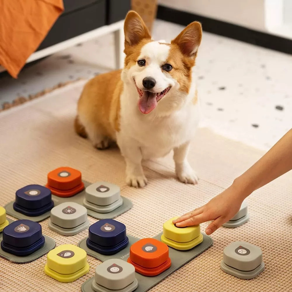 MewooFun Recordable Dog Talking Buttons Set Dog Training Speaking Buttons w/ Mat