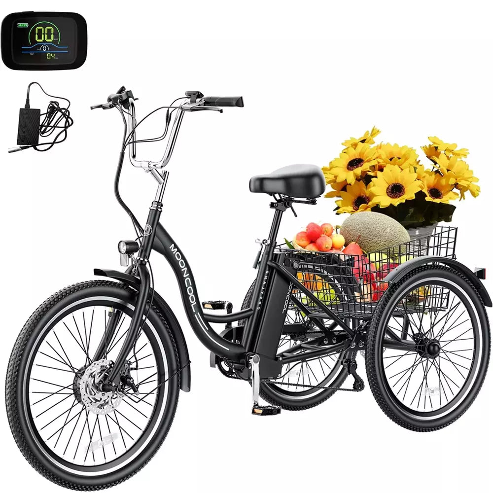 Electric Tricycle Adult Electric Bicycles, 350W 36V Trike 24/26 inch 7 Speeds