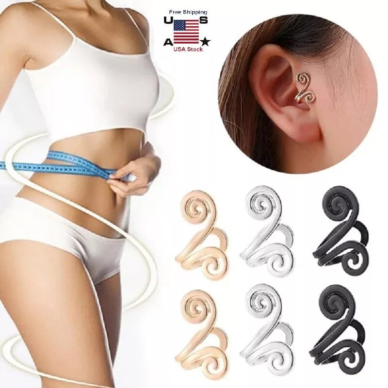 2PCS Zunis Acupressure Slimming Earrings Ear Cuff Clip Non Piercing Weight Loss