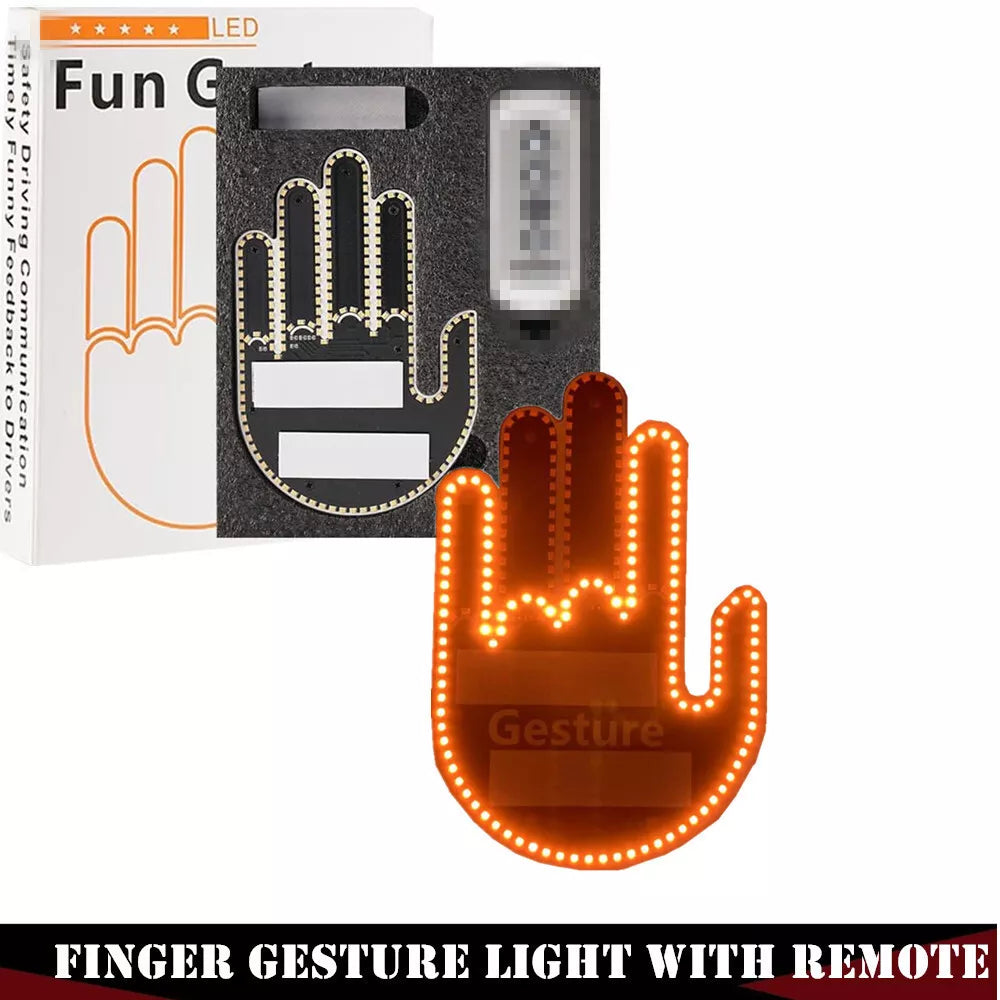 Xmas Gift Finger Gesture Light w/ Remote LED Car Back Window Sign Hand Light US