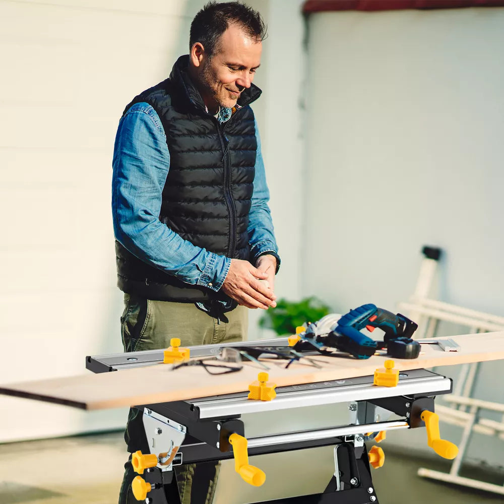 Folding Work Table Portable Workbench W/Tiltable Platform & Adjustable Height