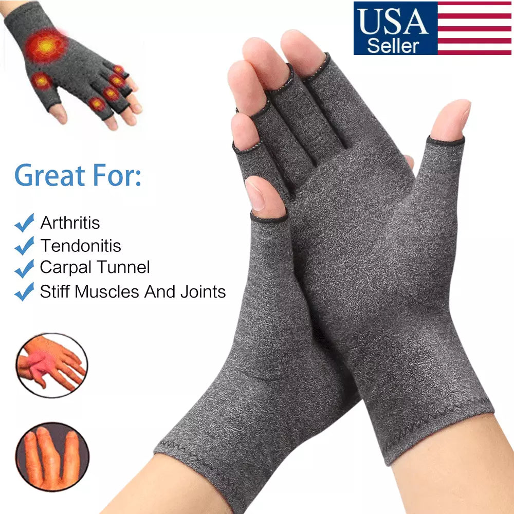 Copper Compression Gloves Arthritis Carpal Tunnel Warm Hand Support Pain Relief