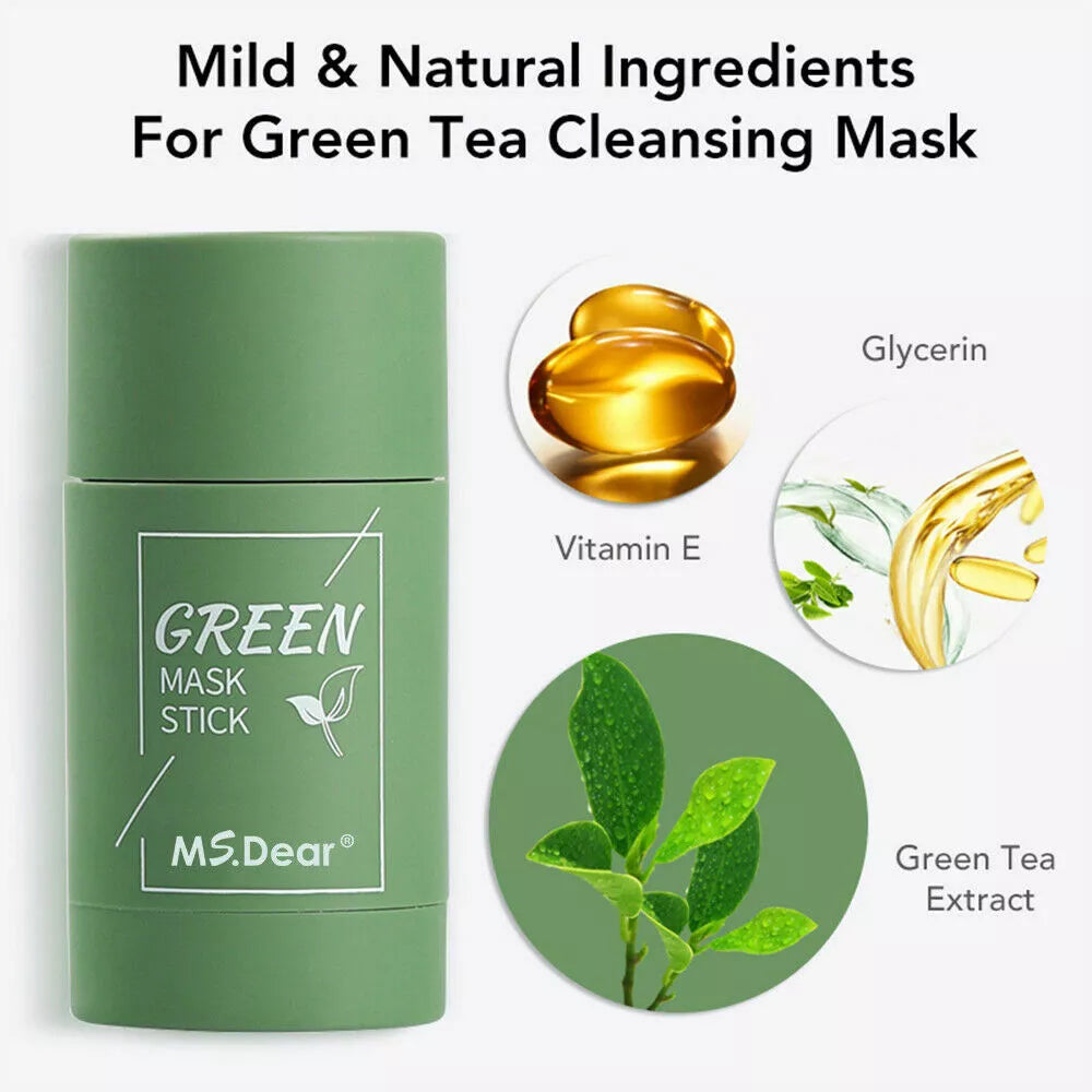 Green Tea Clay Mask Stick Purifying Facial Deep Cleansing Blackhead Acne Remover