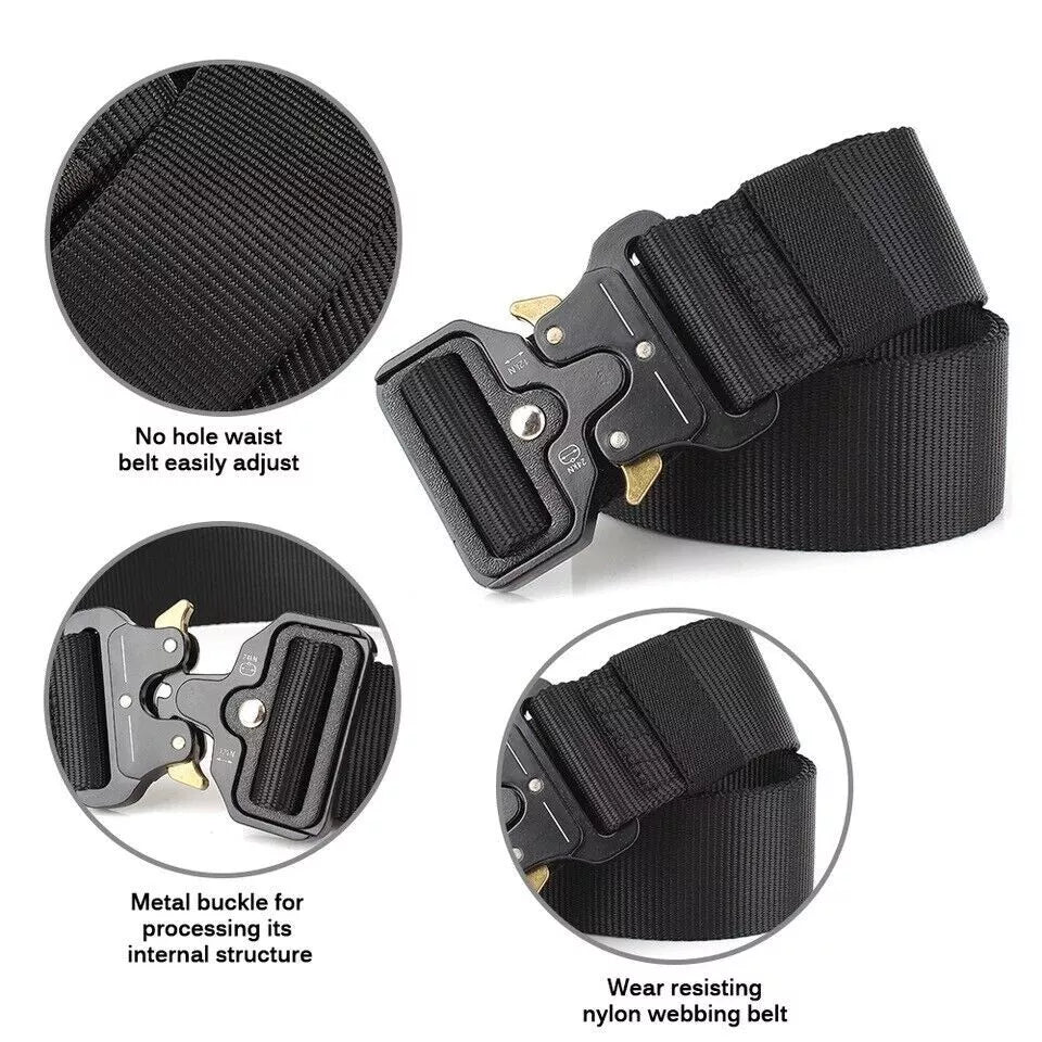 Mens Military Tactical Belt Quick Release Buckle Adjustable Army Webbing Rigger