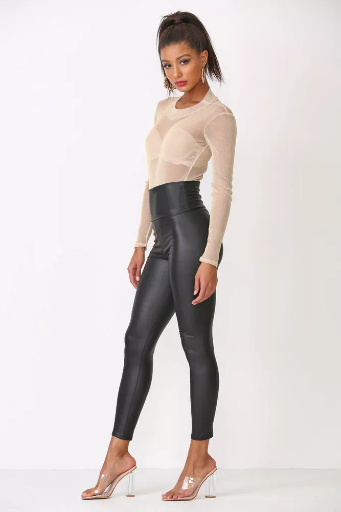 Cemi Ceri Women's Faux Leather High Waist Leggings #1471