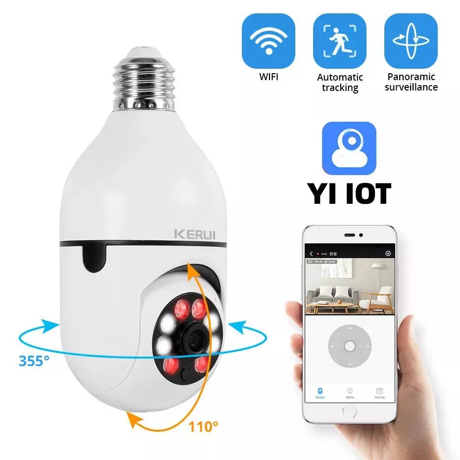 Wireless Security 360° 1080P IP E27 Light Bulb Camera Wi-Fi IR Night Smart Home