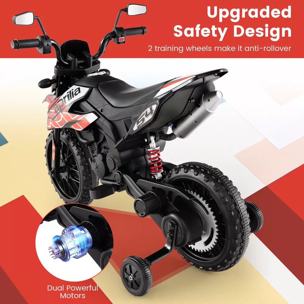 12V Licensed Aprilia Kids Ride On Motorcycle Electric Dirt Bike w/ Light & Music