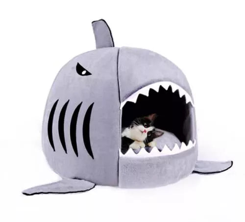 Shark-Shaped House Pet Bed with Cushion and Warm Kennels for Small Cat and Do...