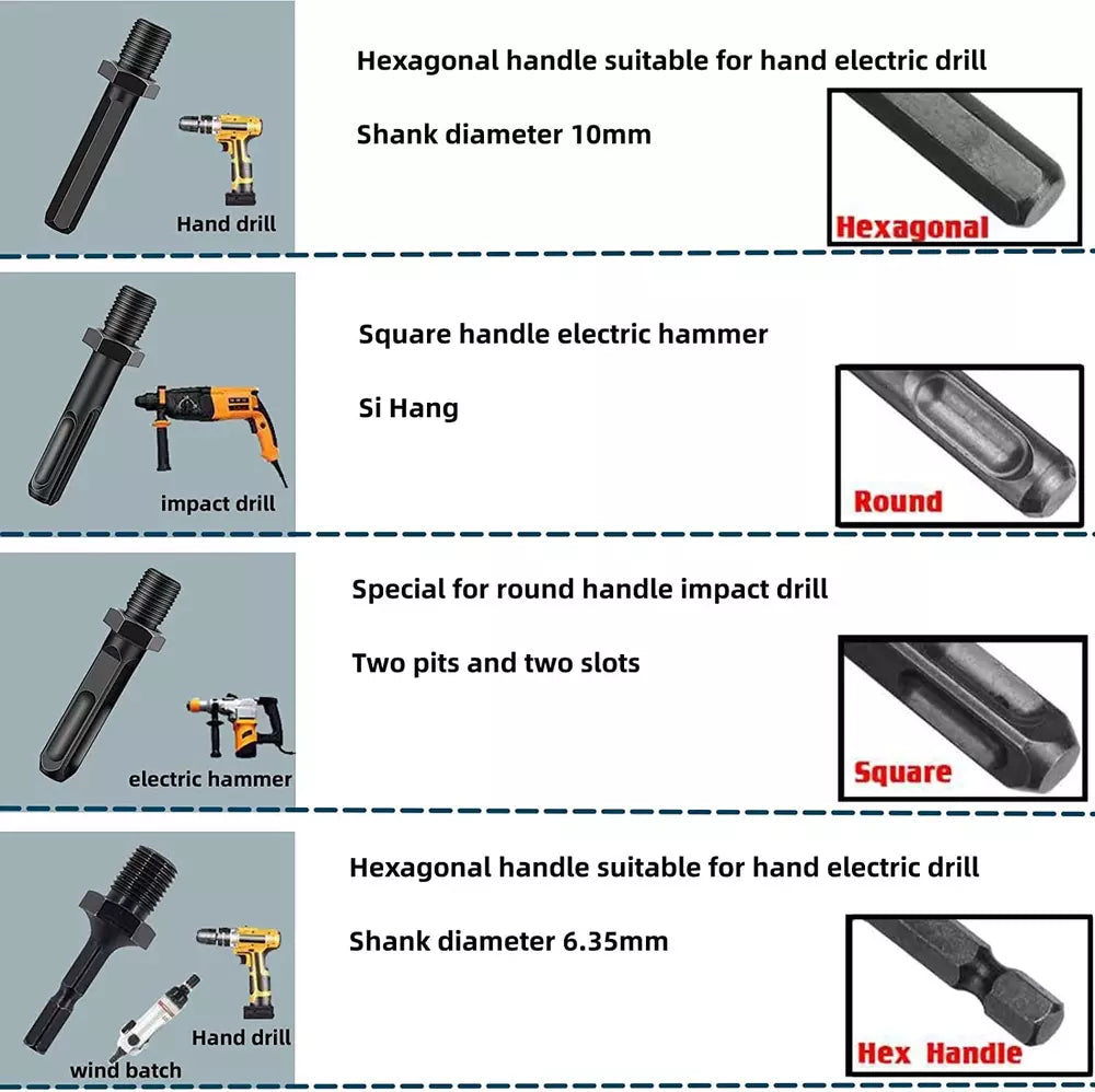 Firewood Log Splitter 45Mm+32Mm + 4 Handles (Square + round + Hex Shank + Small