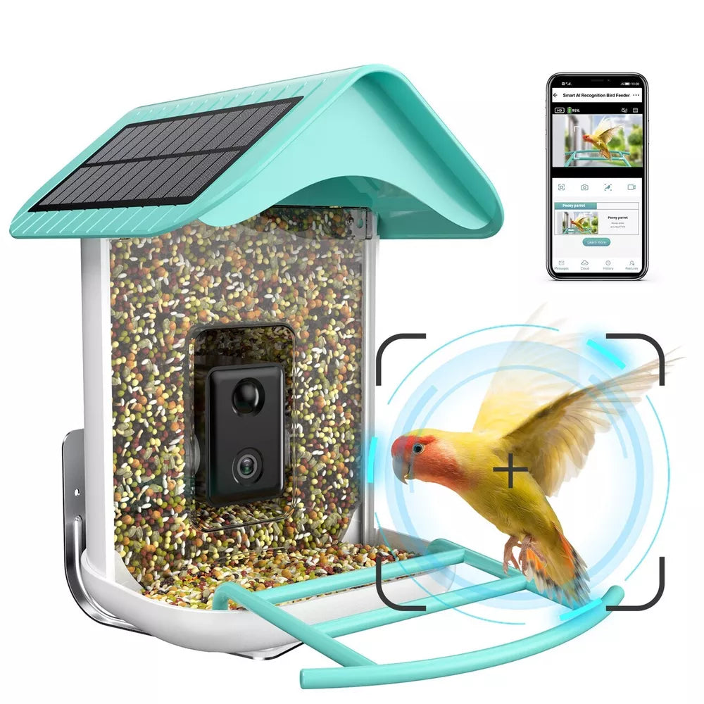 NIVIOP 1080P HD Video Bird House Smart Bird Feeder with Camera & 2 Solar Panels