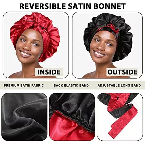 Satin Bonnet Silk Hair Bonnets for Black Women Curly Hair Wrap for Sleeping Cap