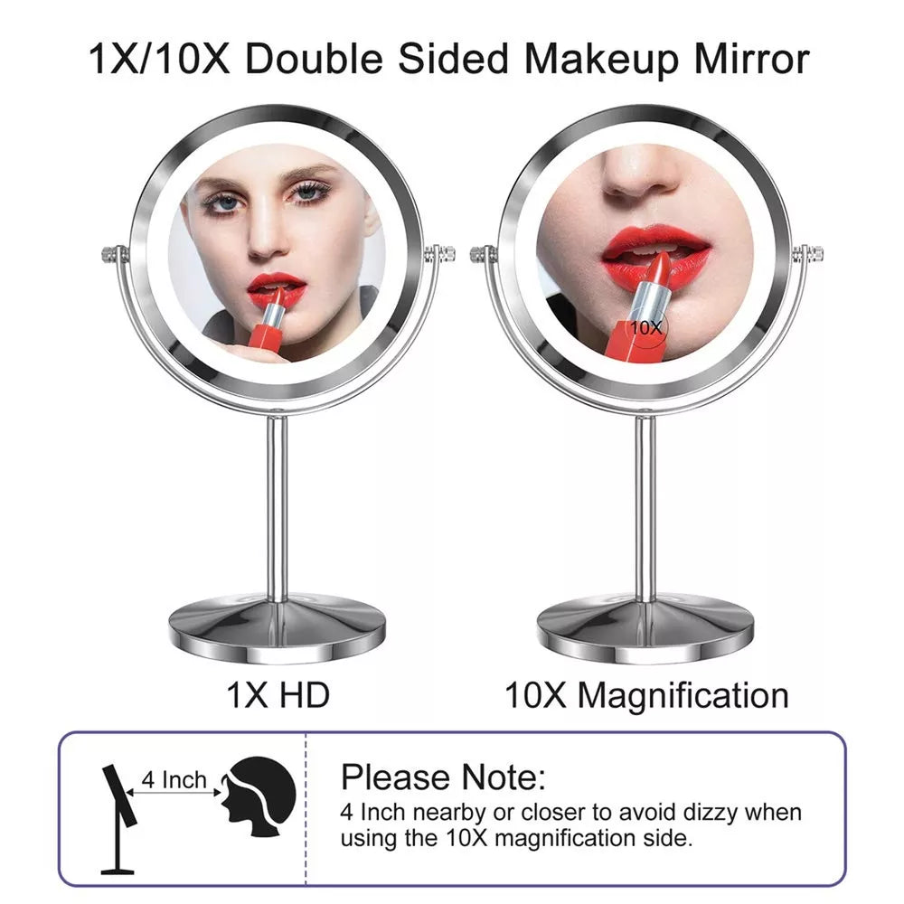 Gospire LED Makeup Mirror 1x/10x Magnifying with Touch Screen Adjustable LED ...