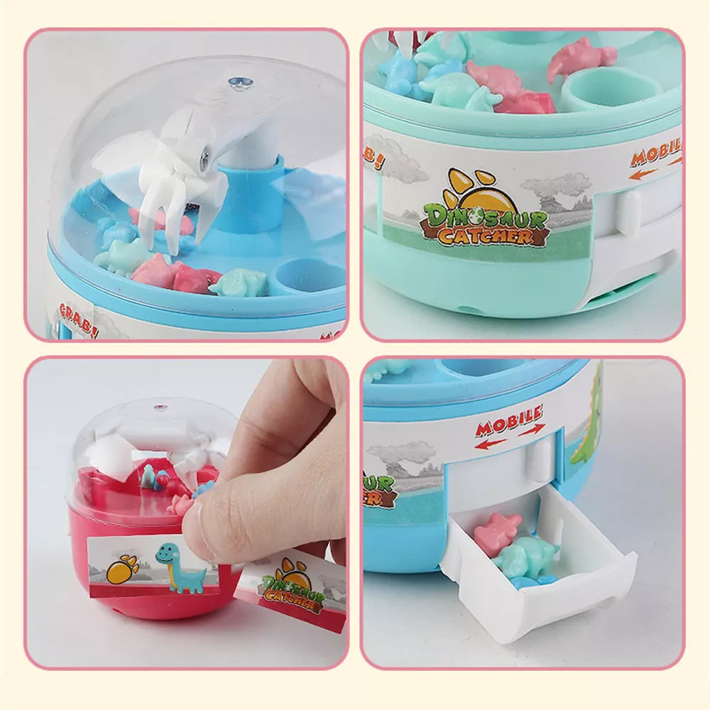 Mini Claw Machine for Kids Toy Grabber with 8 Tiny Dinosaur Prizes Capsule Gift