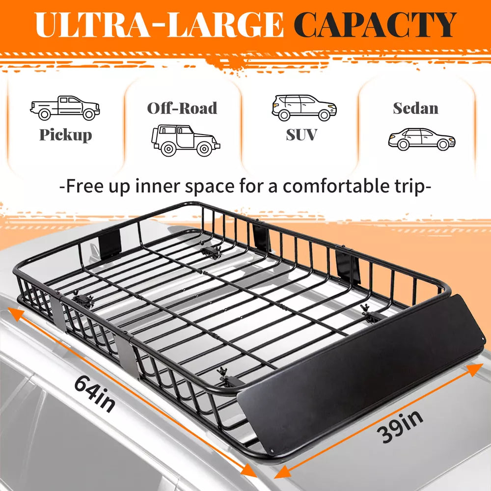 500 lbs 64'' Universal Roof Rack Cargo SUV Top Luggage Carrier Basket Holder