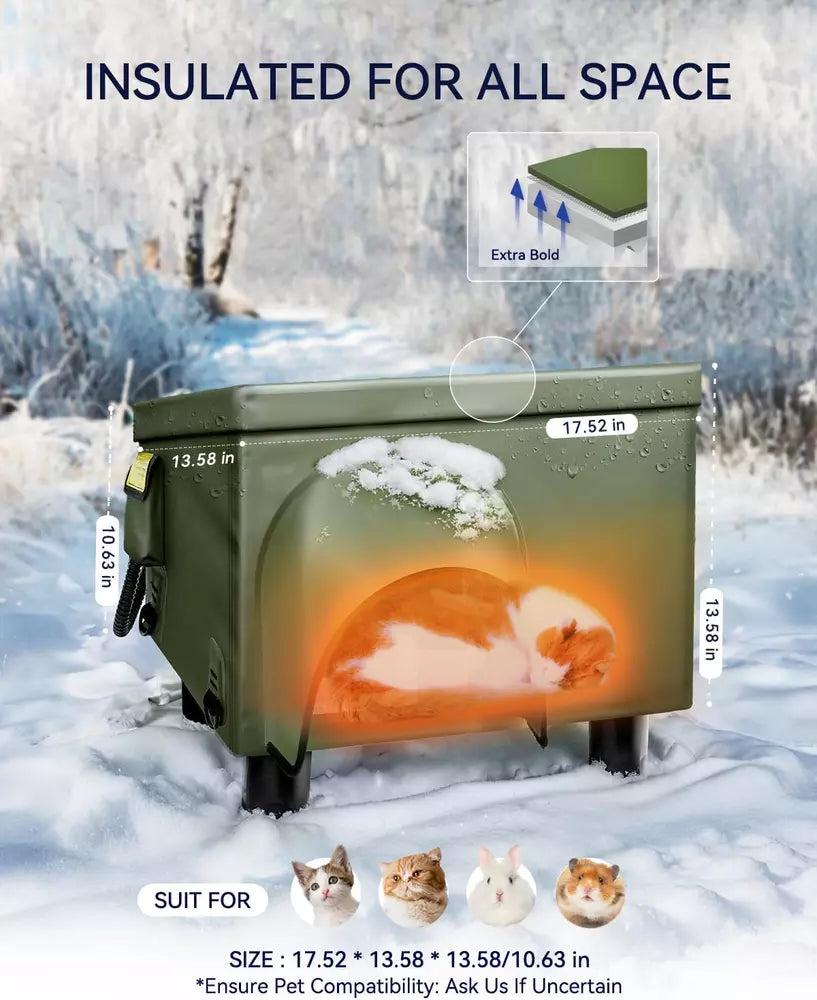 Heated Cat House for outside - Winter Waterproof Insulated Warm Feral Shelters