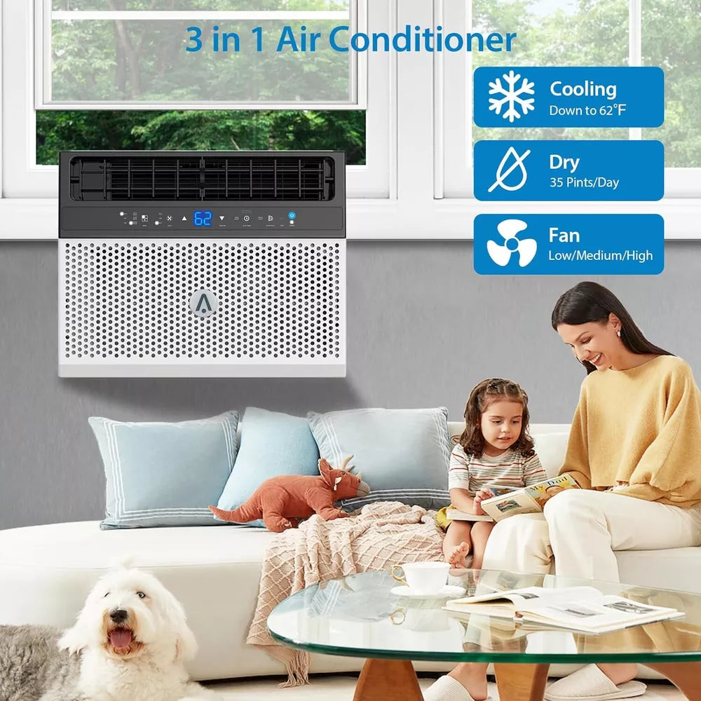 New 8000 BTU Window Air Conditioner Sill Saddle 375 Sq.Ft Room AC w/ Remote&Wifi