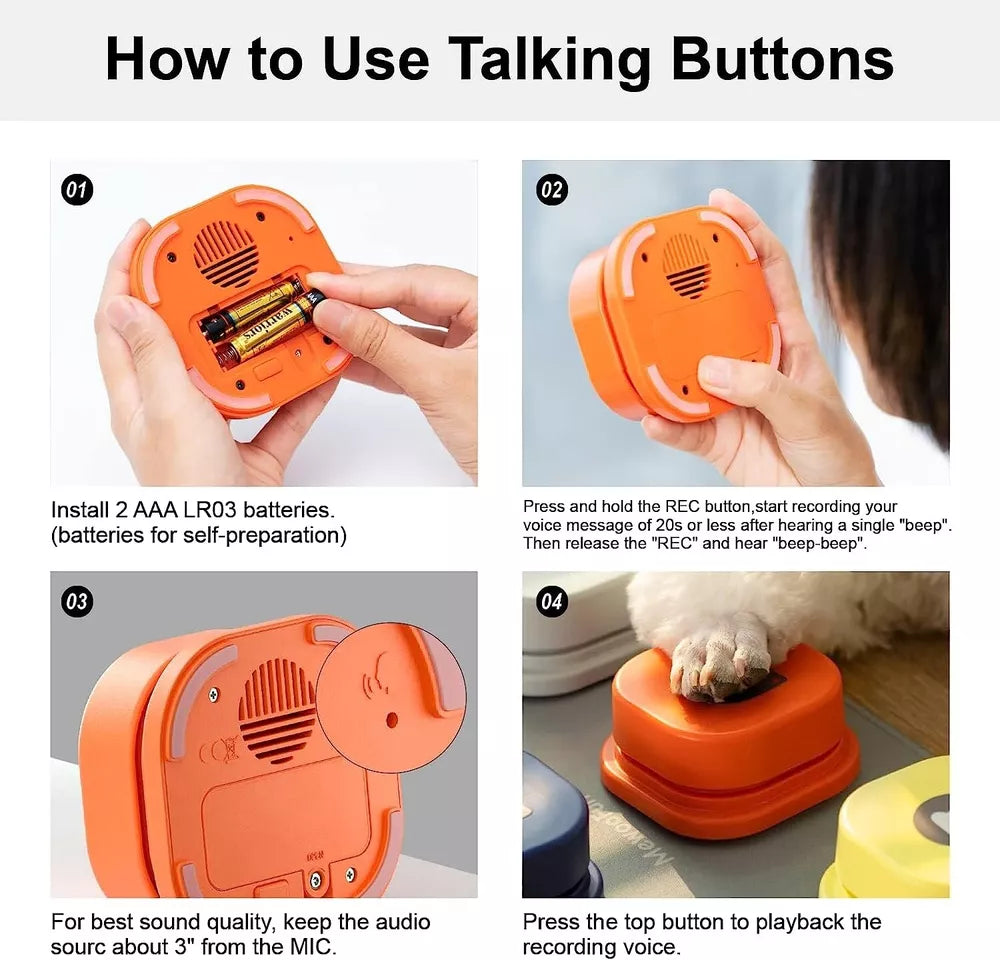 MewooFun Recordable Dog Talking Buttons Set Dog Training Speaking Buttons w/ Mat